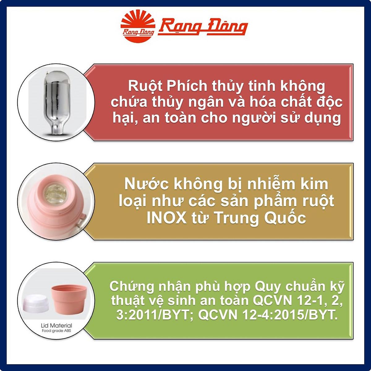 Phích giữ nhiệt cầm tay nhỏ gọn 0,45L Rạng Đông. Model RD 04528 N2 - Xanh nước biển