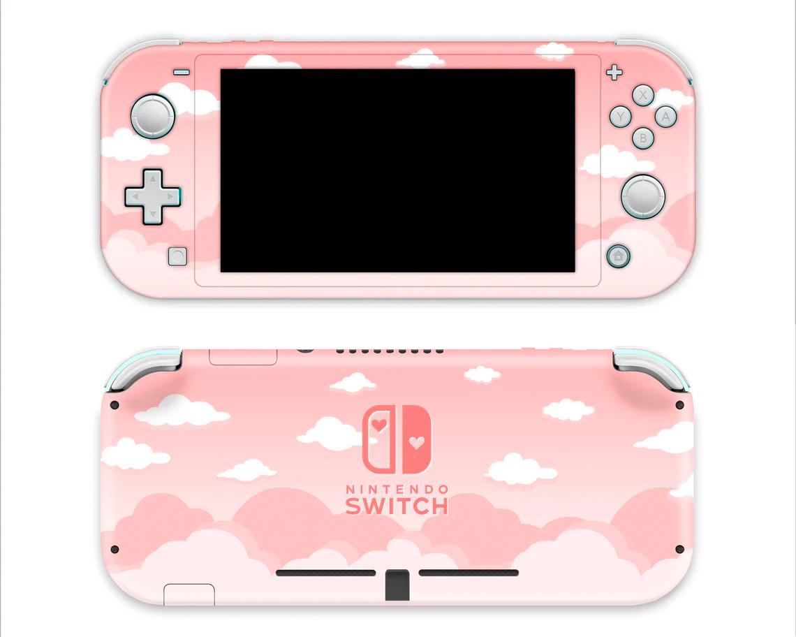 Skin decal dán Nintendo Switch Lite mẫu Rose Gold Sky Clouds (dễ dán, đã cắt sẵn)