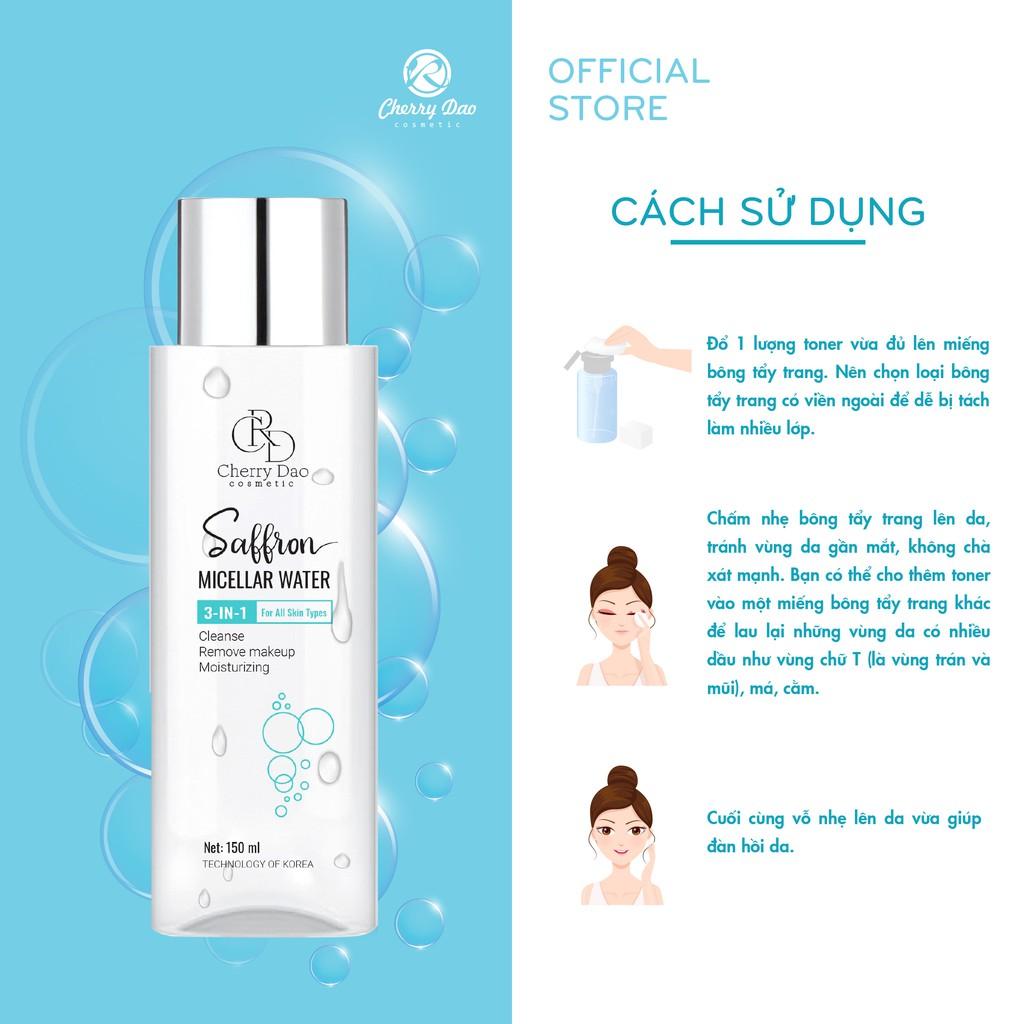 Nước tẩy trang làm sạch sâu dưỡng ẩm trắng da ngăn ngừa mụn Saffron Micellar Water CRD