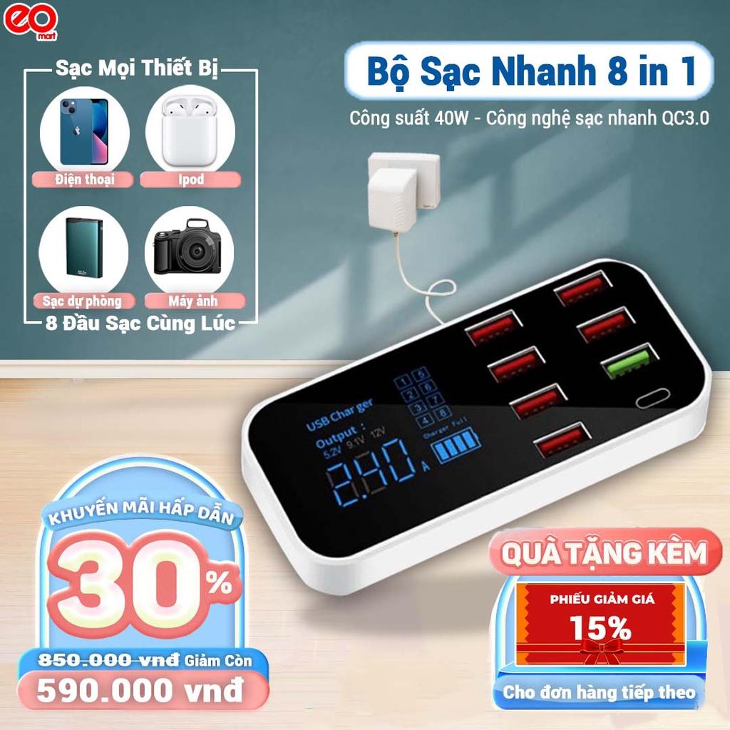 Sạc Nhanh 8 trong 1 Eomart Công suất 40W - công nghệ sạc nhanh tích hợp chíp thông minh