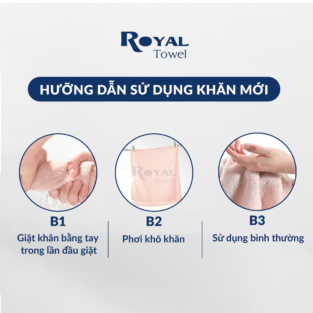 Combo 6 khăn Royal gồm 2 khăn tắm, 2 khăn lau đầu, 2 khăn mặt không đổ lông, không ra màu, mềm và thấm hút