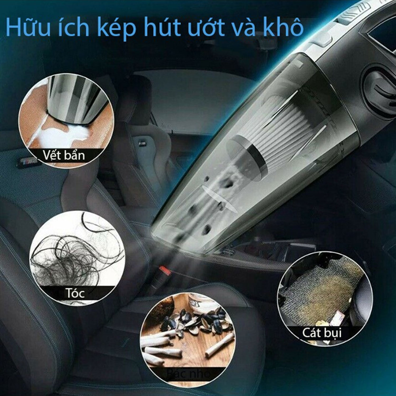 Máy Hút Bụi Mini Cầm Tay Không Dây KhoNCC Hàng Chính Hãng - Hút Mọi Ngóc Ngách Vệ Sinh Sạch Sẽ Oto Xe Hơi Của Bạn - KLM-MHBCTOBW