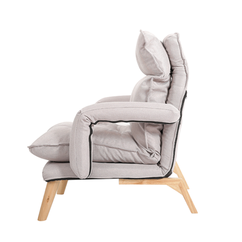 Bộ ghế sofa giường kèm đôn để chân, khung thép chân gỗ tự nhiên cao cấp ASG545