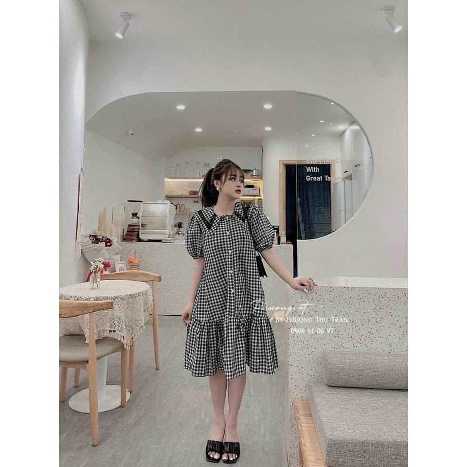 Váy bầu thiết kế️đầm bầu mặc đi làm đi chơi đều được️chất kẻ hàn siêu mát️free size (43-68kg