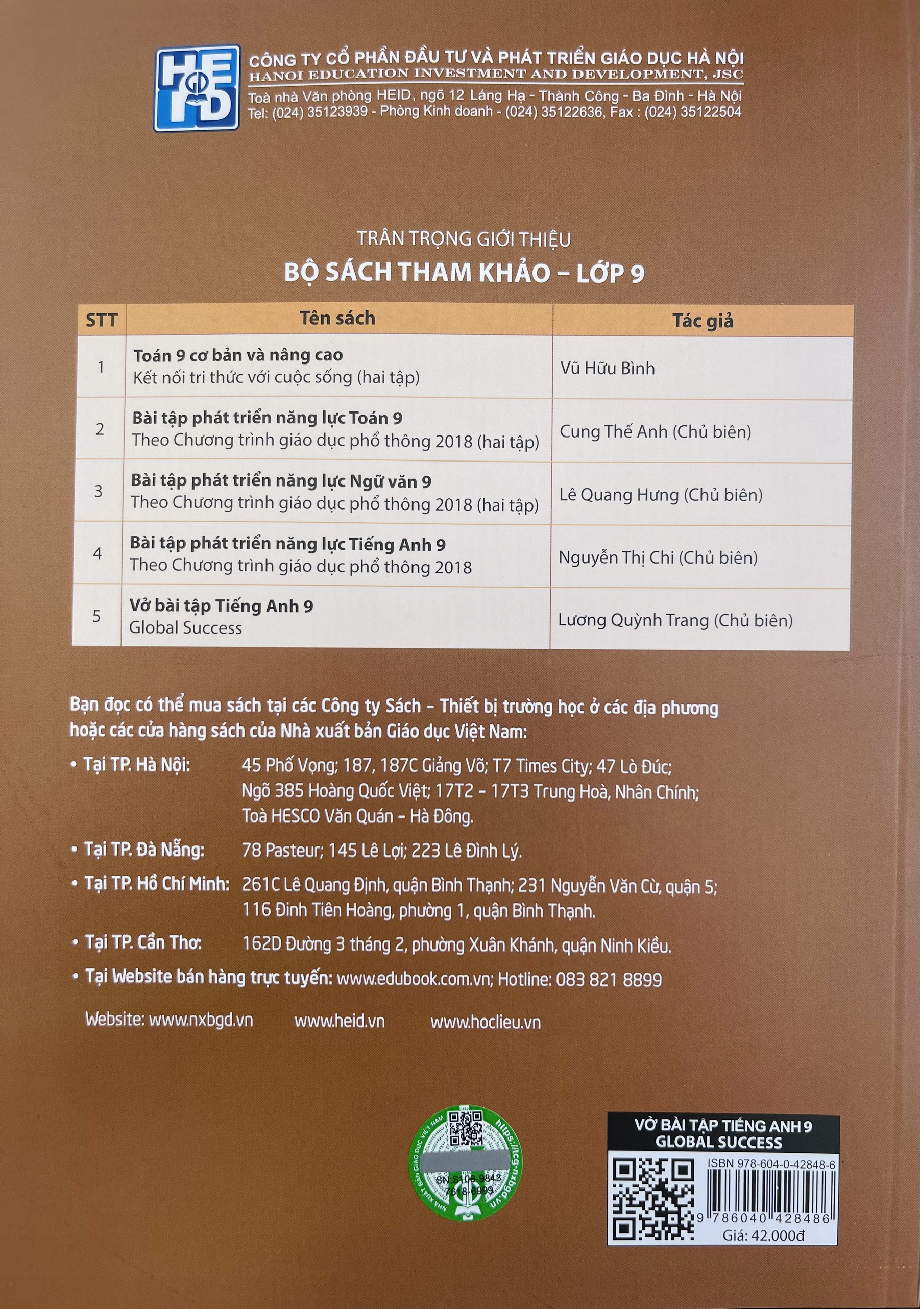 Sách - Vở bài tập Tiếng Anh lớp 9 Global Success (HEID)