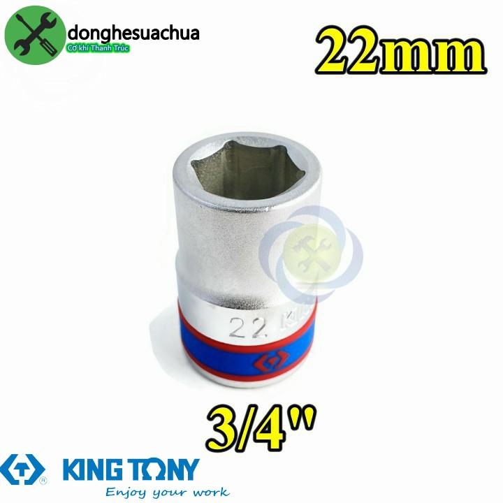 Tuýp 22mm loại 3/4 Kingtony 633522M loại ngắn 6 cạnh màu trắng