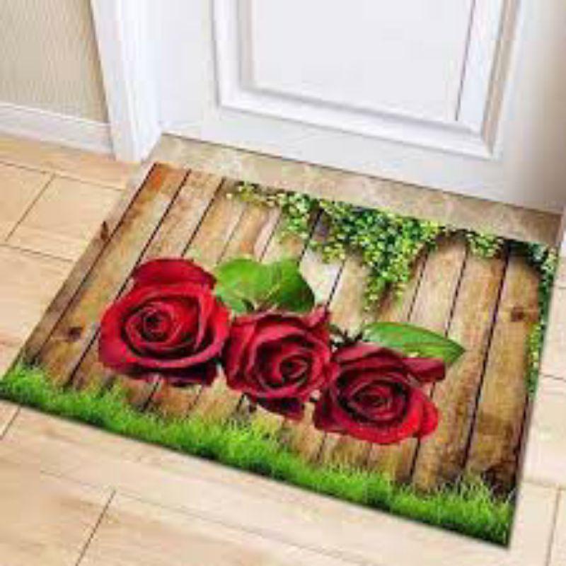 Sét 4 Thảm Chùi Chân Họa Tiết 3d Có Đáy Chống Trơn Kích Thước 40x60 cm - loại đẹp