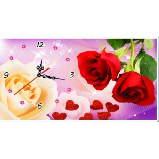 Tranh đính đá Đồng hồ Hoa chưa đính đá