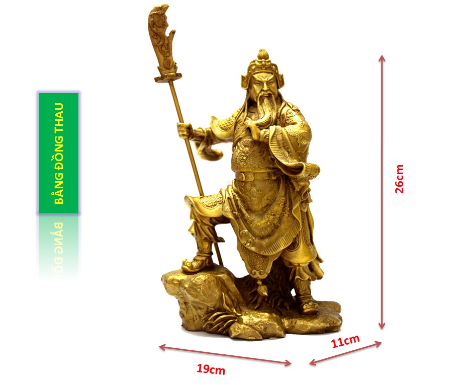 Tượng Quan Công Vân Trường trấn ải bằng đồng thau màu vàng
