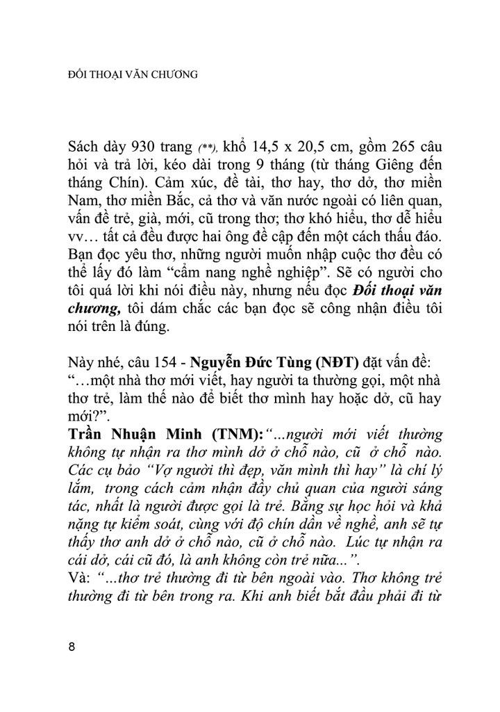 ĐỐI THOẠI VĂN CHƯƠNG - Trần Nhuận Minh &amp; Nguyễn Đức Tùng - (bìa mềm)