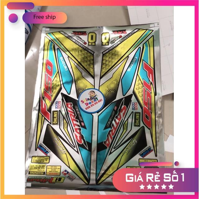 Tem rời dành cho xe Satria fi vàng xanh Crom cao cấp