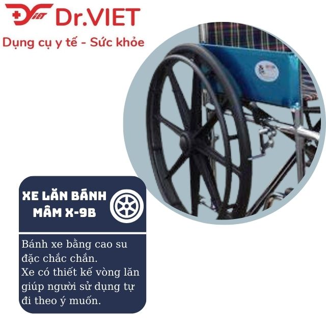 Xe lăn tay Lucass X-9B bánh mâm đúc CHÍNH HÃNG - Hỗ trợ di chuyển cho người già, người khuyết tật, chỗ ngồi và tựa lưng làm bằng vải bạt nhựa, bánh xe bằng cao su đặc, có thiết kế vòng lăn, hãm bánh xe an toàn