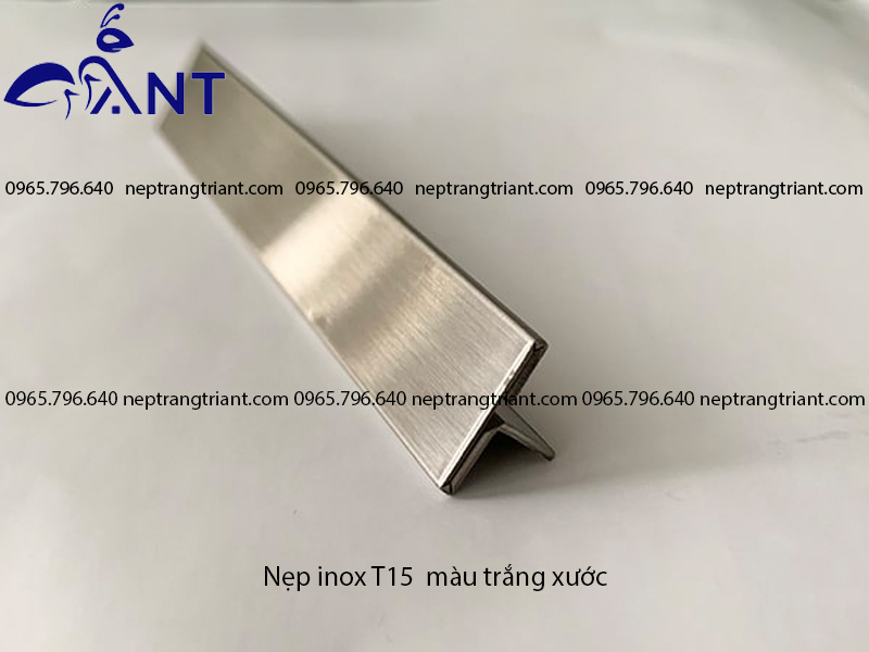 Nẹp inox T15 trắng xước mờ (Thanh dài 2,44 mét hoặc 3 mét)