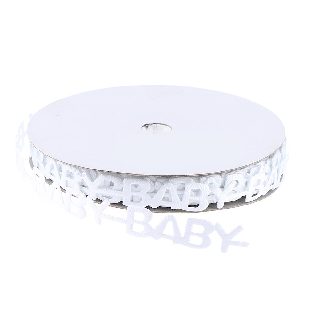 20 Yards BABY Letter Satin Ribbon for Kids Birthday Party Decoration White