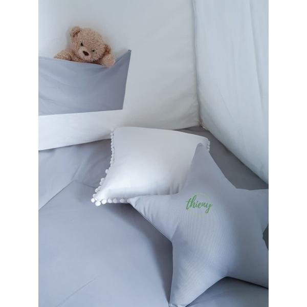 Lều vải cho bé cao cấp màu trắng ghi đẹp vải kaki cotton 100% cọc gỗ tự nhiên Ảnh shop chụp