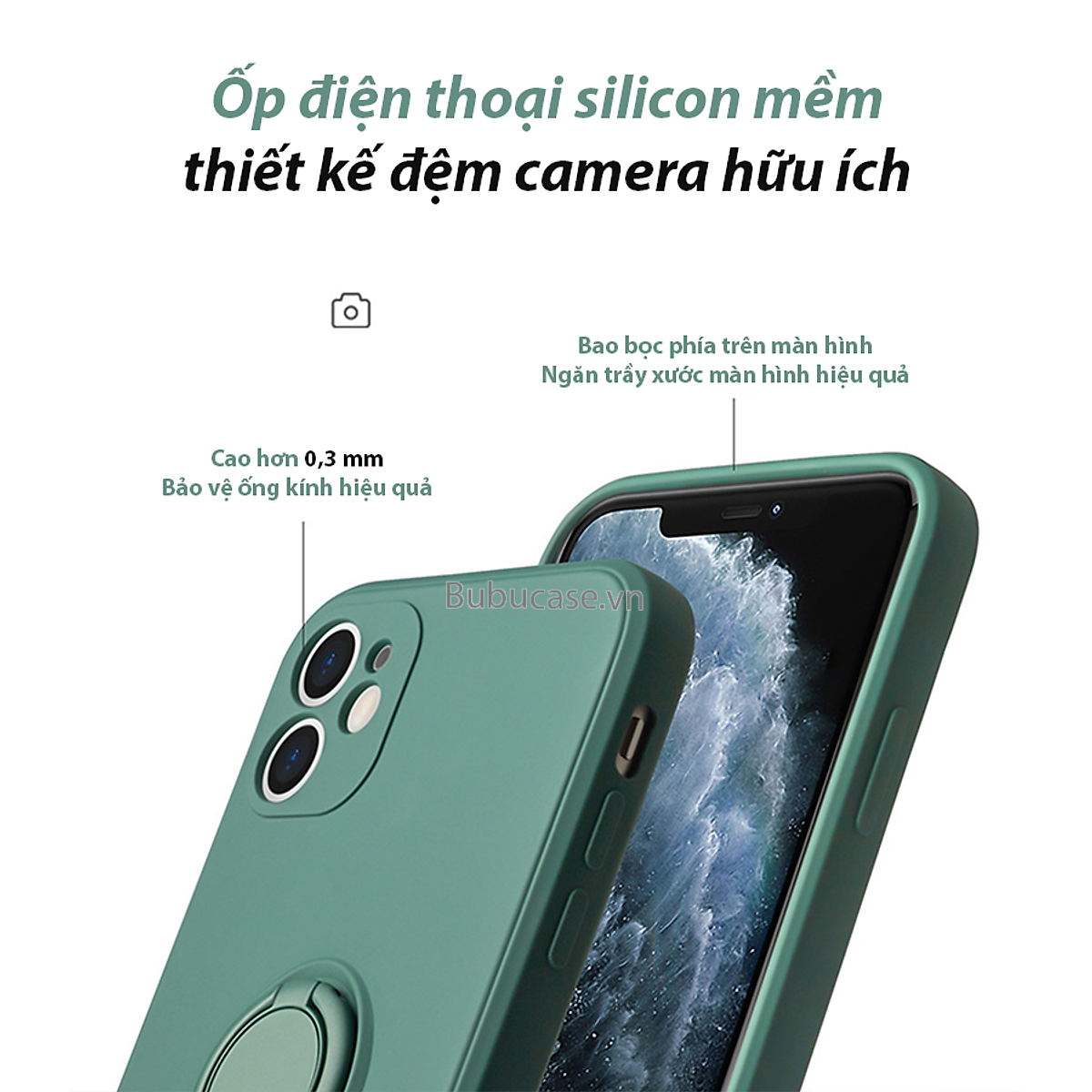 Ốp Lưng Chống Bẩn Tích Hợp Ring Holder Dành Cho IPhone 11 / 11Pro / 11Promax / 12 / 12Pro / 12 Promax / 12 Mini - Chân Đế Giá Đỡ Xoay 360 Độ, Kèm Dây Đeo Tay, Tương Thích Đế Sạc Không Dây