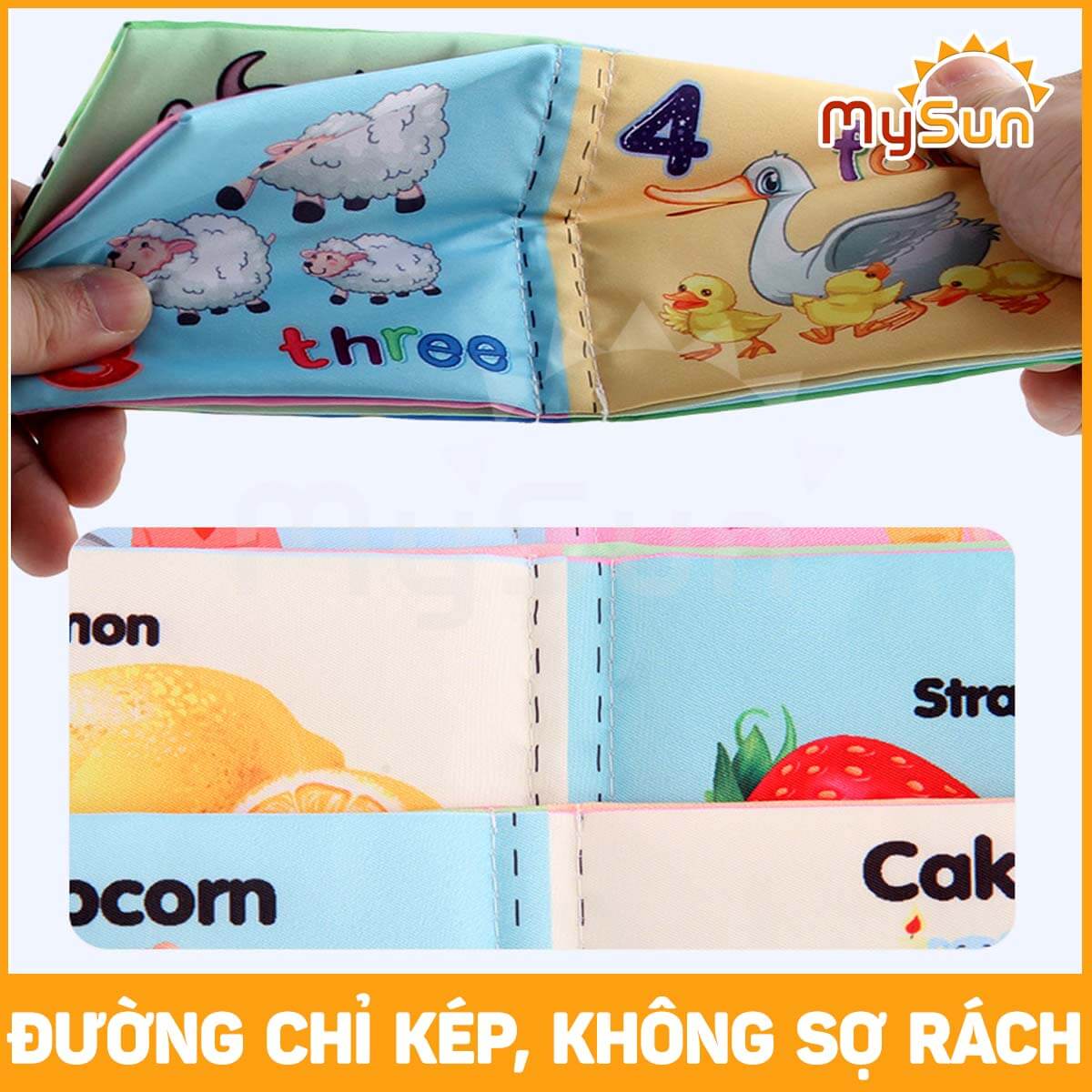 Sách vải song ngữ, đồ chơi giáo dục sớm cho bé sơ sinh, trẻ em mầm non 1 2 3 4 5 tuổi MySun