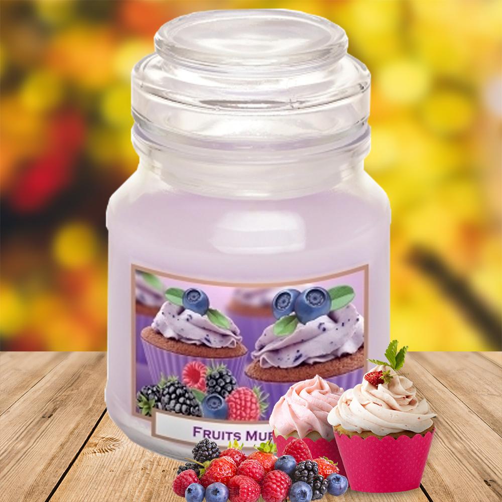 Hũ nến thơm tinh dầu Bartek Fruits Muffins 130g QT0400 - bánh muffin trái cây, nến trang trí, thơm phòng, thư giãn, Hỗ trợ khử mùi (giao mẫu ngẫu nhiên)