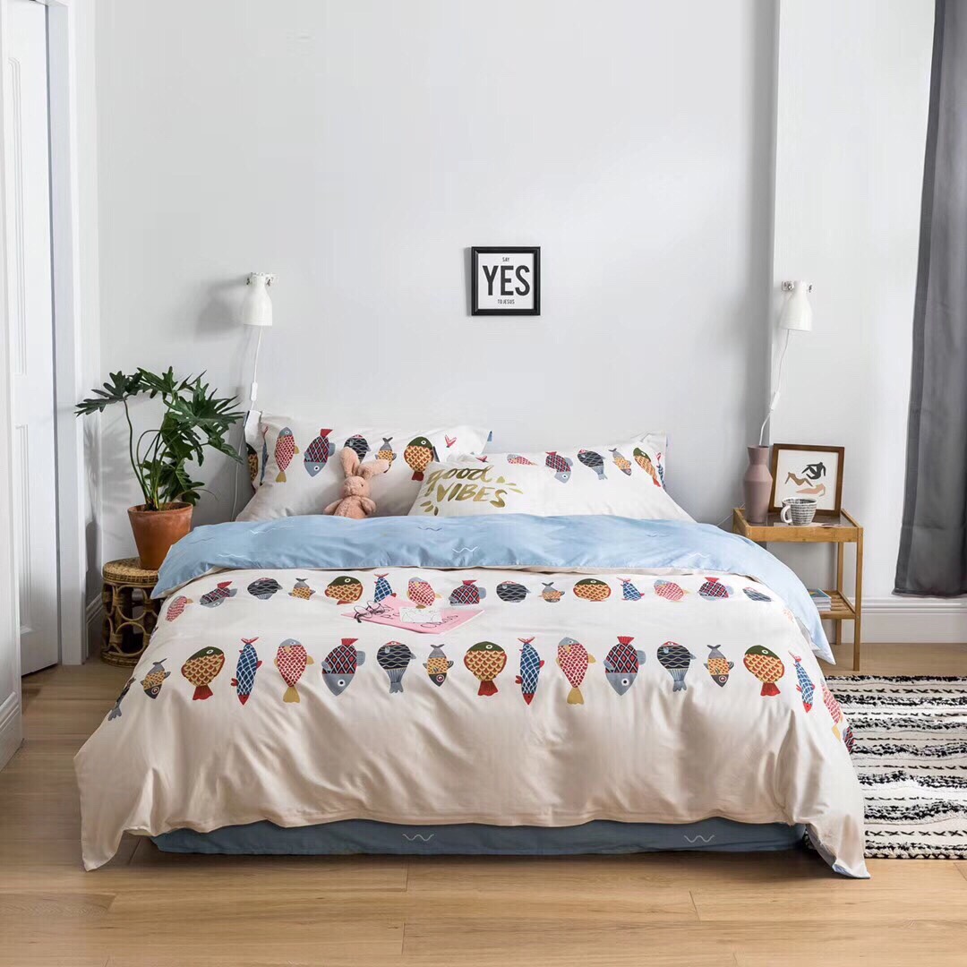 Bộ ga và chăn chần cotton Sweet Love FSL1067 ( 5 món )