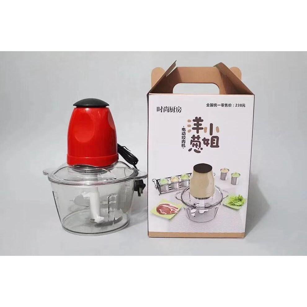 Máy Xay Thịt Cối Nhựa Trong Suốt 2L - Cối Xay Đa Năng Công Suất 200W, Xay Thực Phẩm, Sinh Tố, Rau