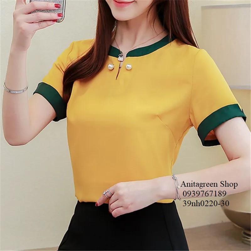 39nh0220-SƠ MI VIỀN MÀU TAY NGẮN s-6xl