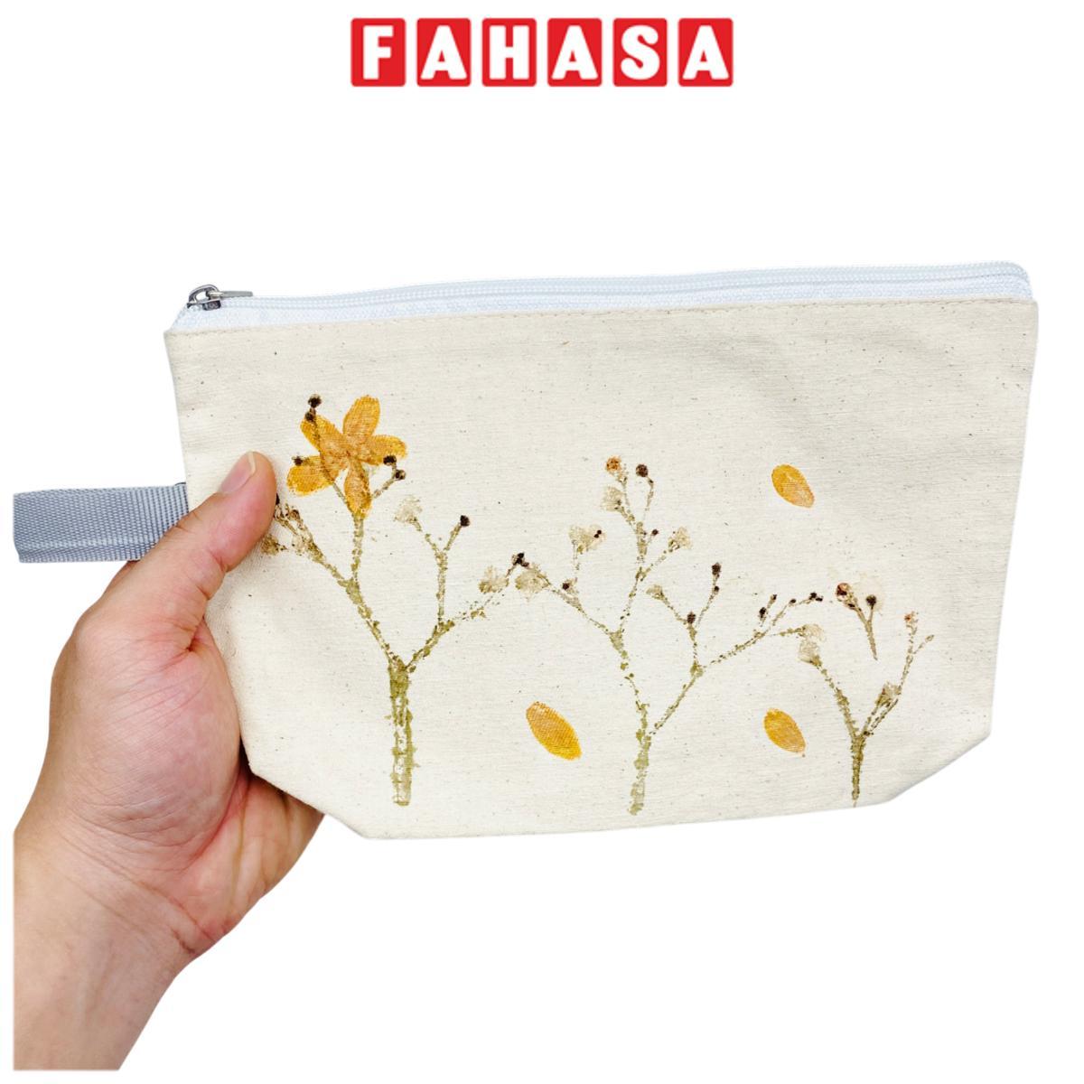 Túi Bút Vải Canvas In Hoa Lá Tươi - Saigon Zerowaste - Mẫu 6