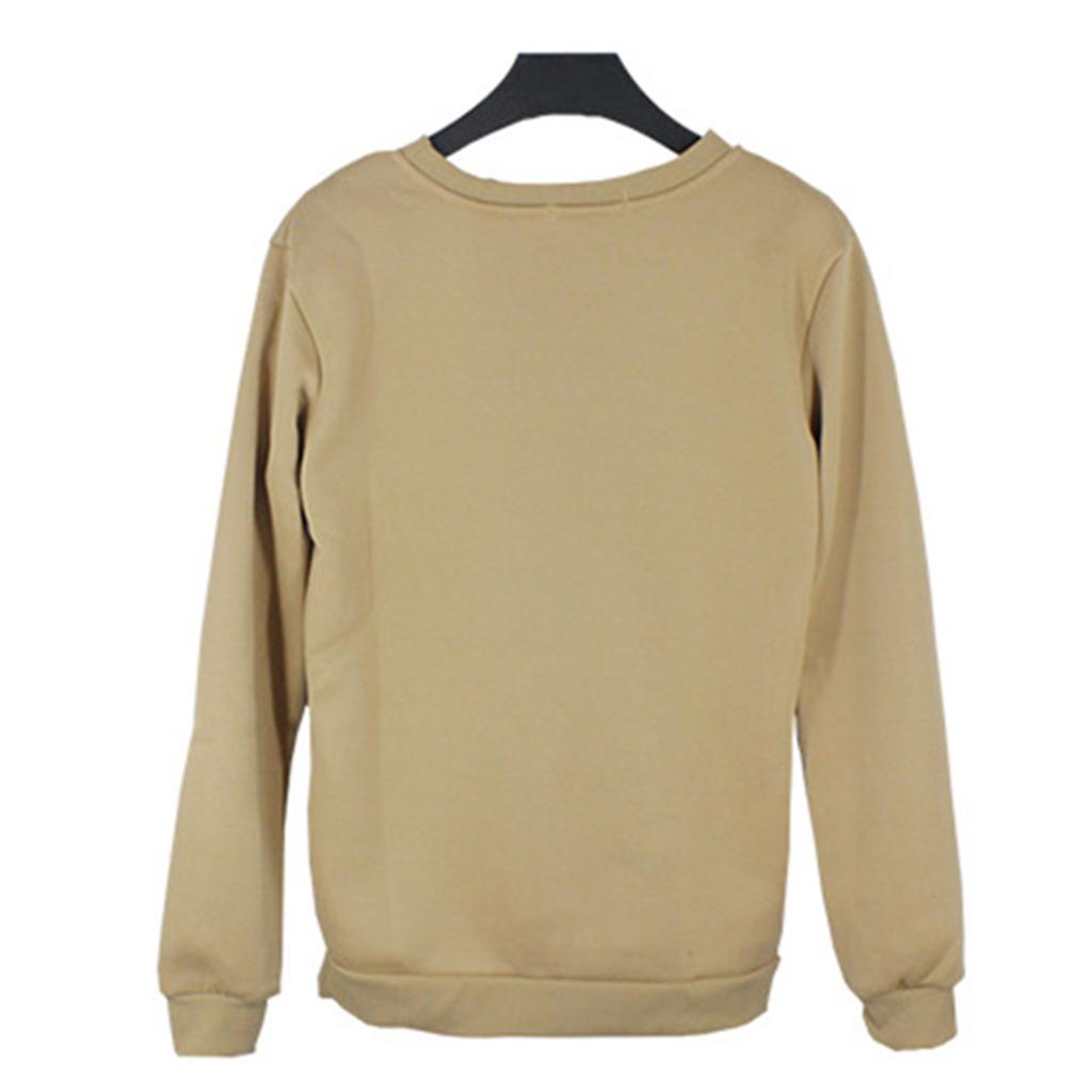Autumn Solid Round Neck Long Sleeves Fleece Sweatshirts Unisex Loose Top