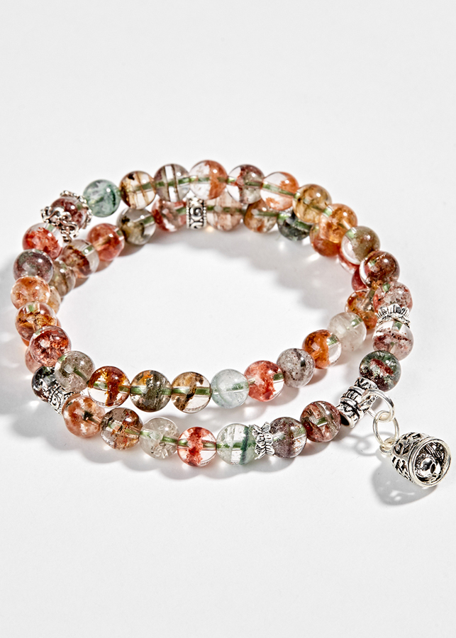 Vòng 2 line thạch anh ưu linh đa sắc phối charm chuông bạc Ngọc Quý Gemstones