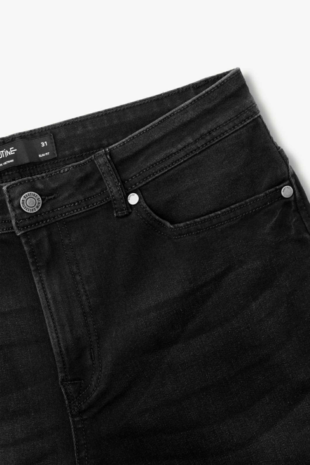 Quần jean nam trơn ROUTINE form Slim màu Xám Đen - 10F23DPA028 | LASTORE MENSWEAR