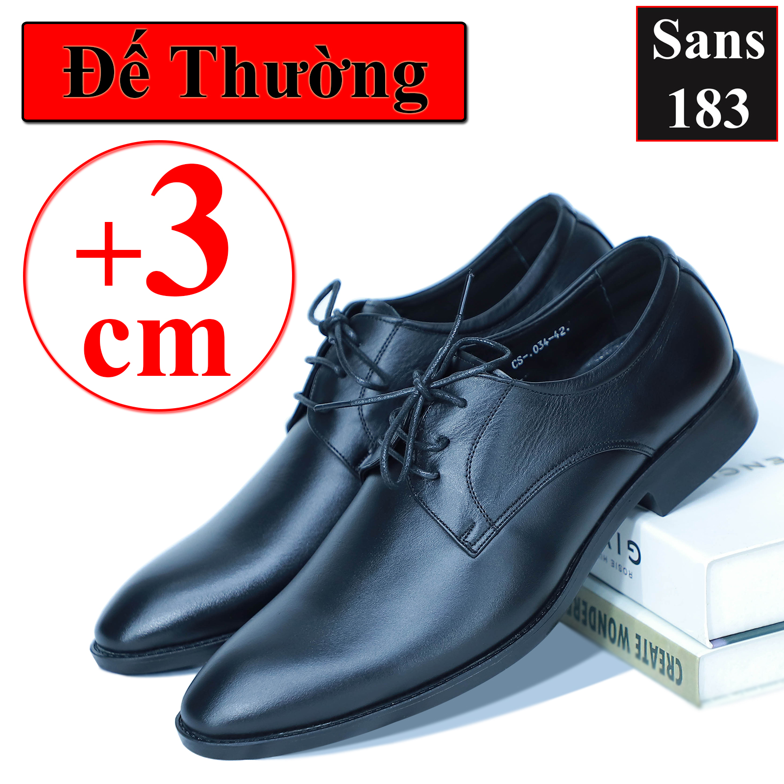 Giày tây nam cao cấp Sans183 derby giầy da bò đế trơn bóng buộc dây âu văn phòng classic mặc vest chú rể đám cưới