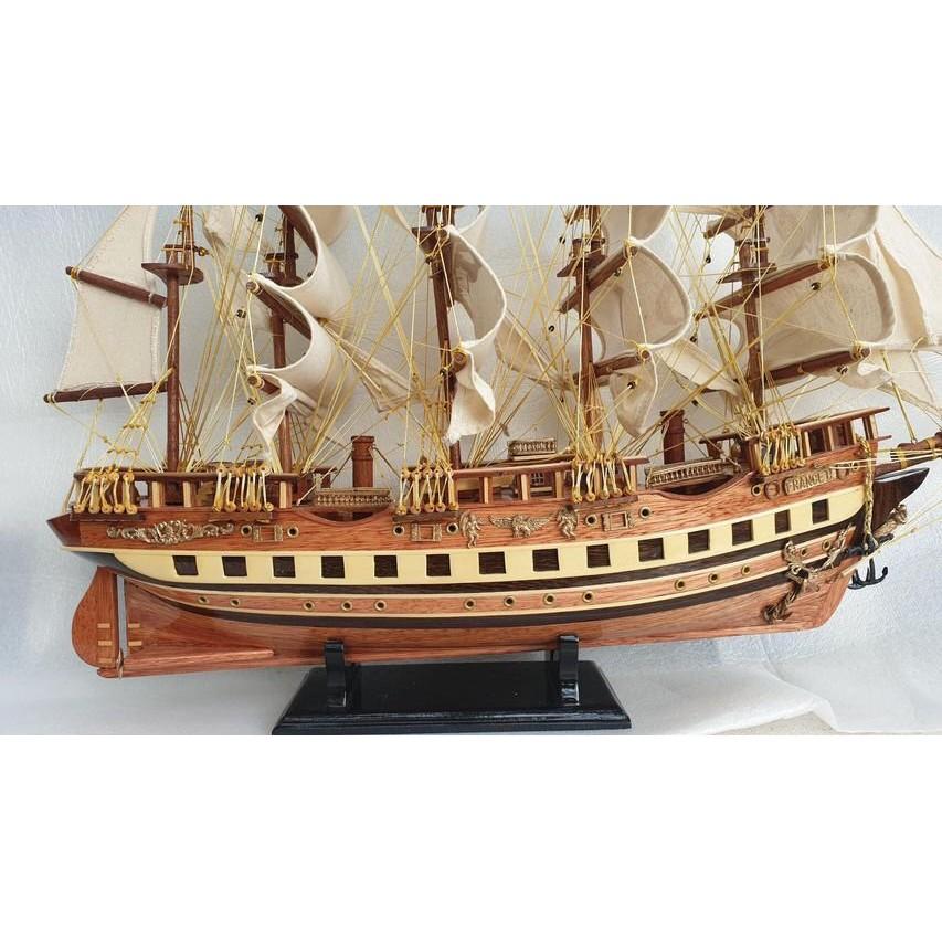Thuyền Gỗ Thuyền Trang Trí Tàu Chở Hàng France Cao Cấp Dài 80cm Gỗ Còng Đỏ Cao Cấp