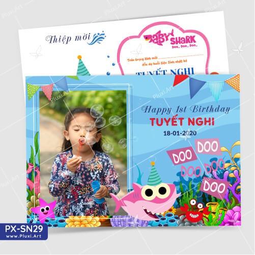 Thiệp thôi nôi – sinh nhật theo yêu cầu Pluxi