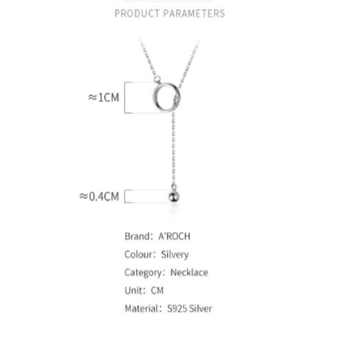 Dây chuyền bạc Ý s925 hình chữ Y thả bóng bi dài D5796 - AROCH Jewelry