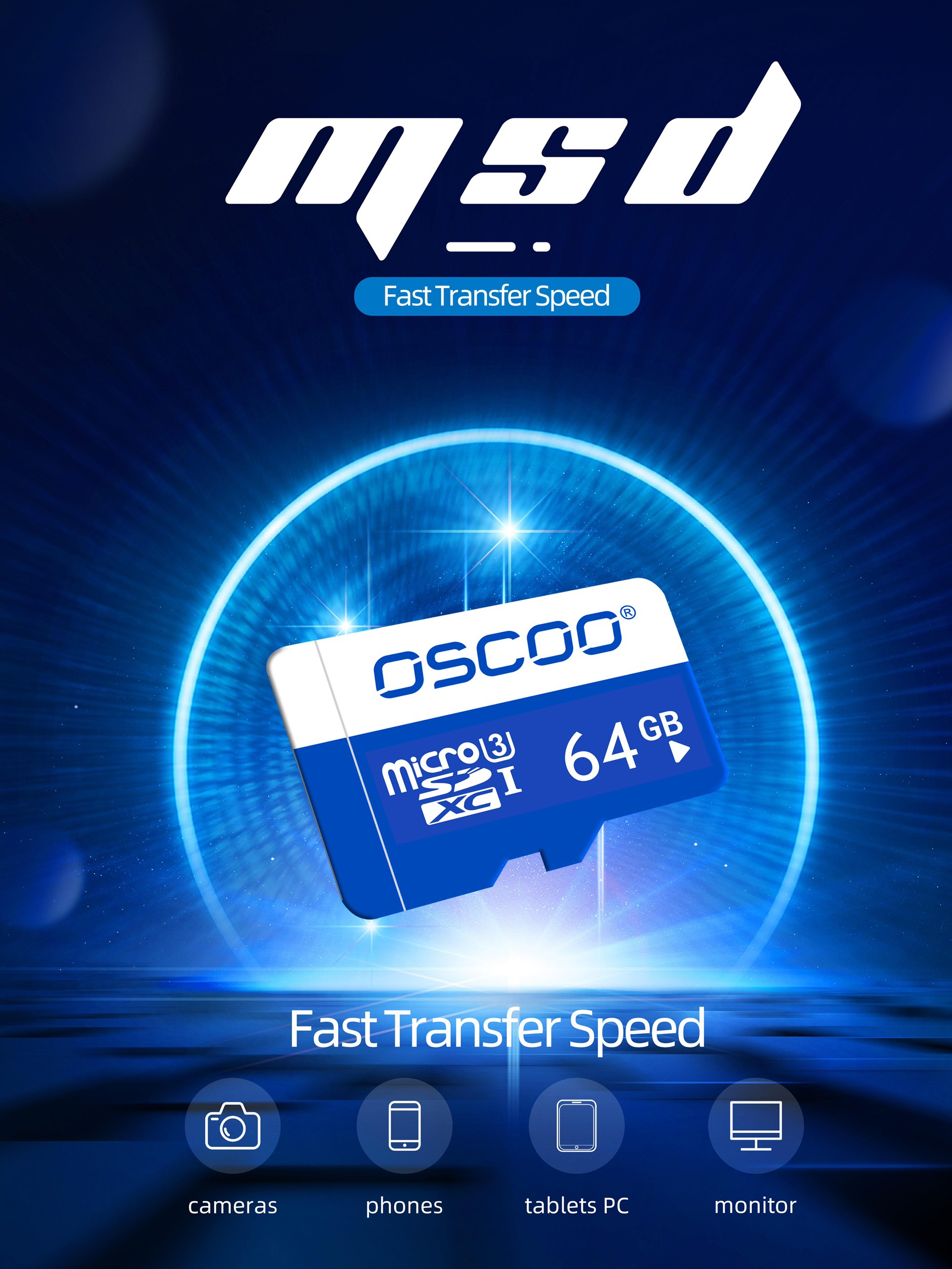 Thẻ nhớ Micro SD OSCOO 64GB UHS-I Class 10 - Hàng Chính Hãng - Tốc độ cao, bền bỉ, dùng cho Camera giám sát, Máy ảnh, Điện thoại