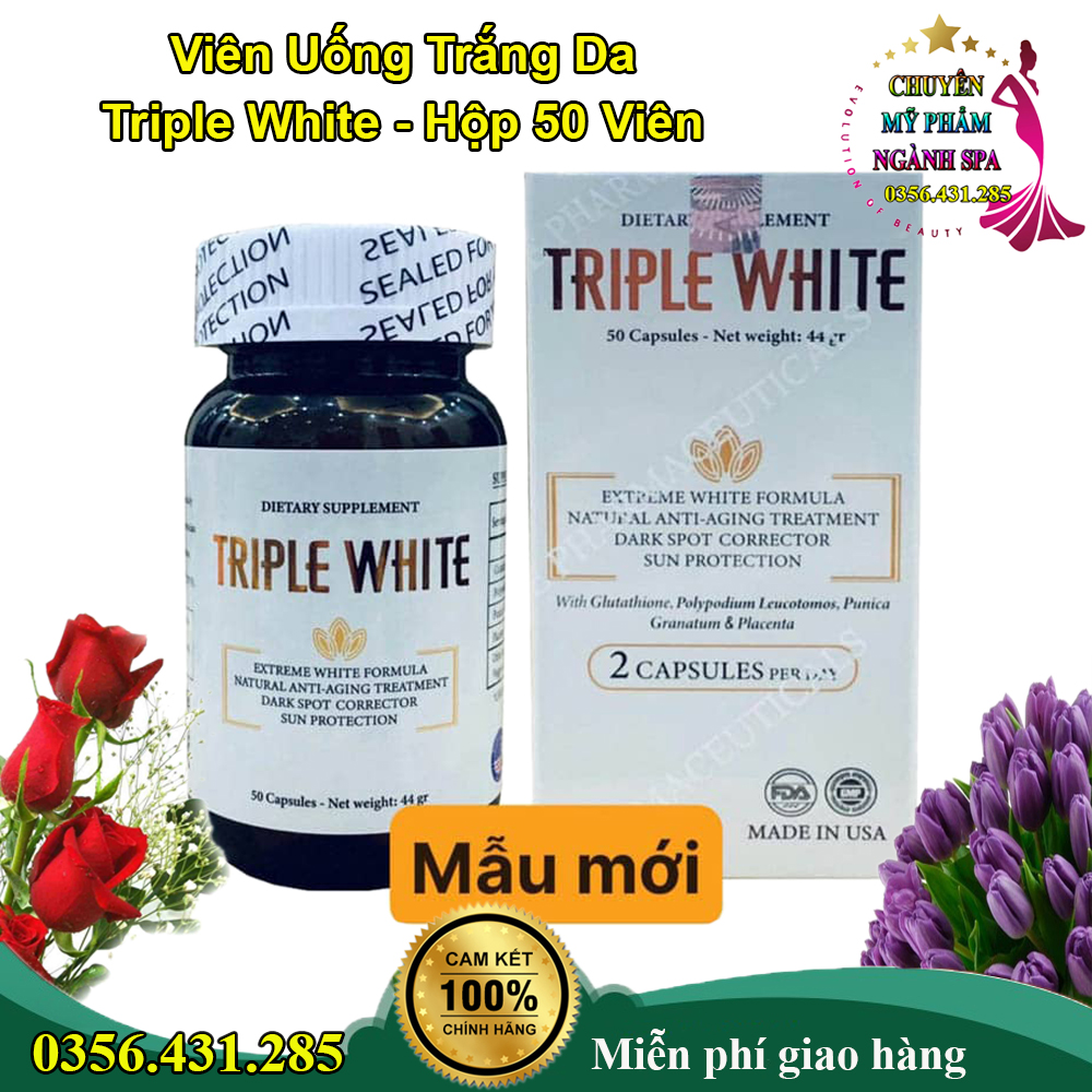 Viên uống trắng da Triple White Glutathione 1200 mg ( Hàng Nhập Khẩu Mỹ )