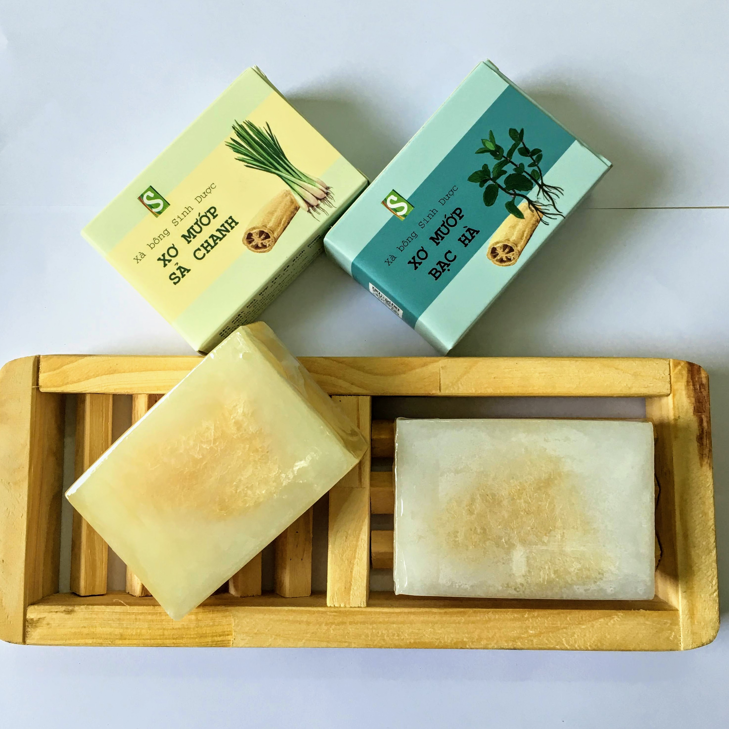 Xà Bông Sinh Dược - Xơ Mướp hương Bạc Hà (Bánh 120gr) , Xà phòng thiên nhiên handmade, giúp giải tỏa stress, tẩy da chết hiệu quả từ xơ mướp