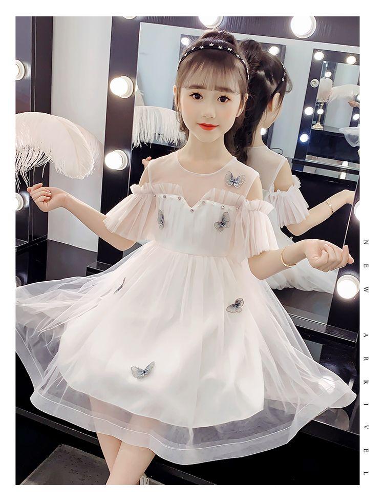 CHENGRUI Cô gái ăn mặc mùa hè váy trẻ em lưới váy công chúa đỏ váy cô gái nhỏ phong cách phương Tây fluffy lụa váy nàng tiên