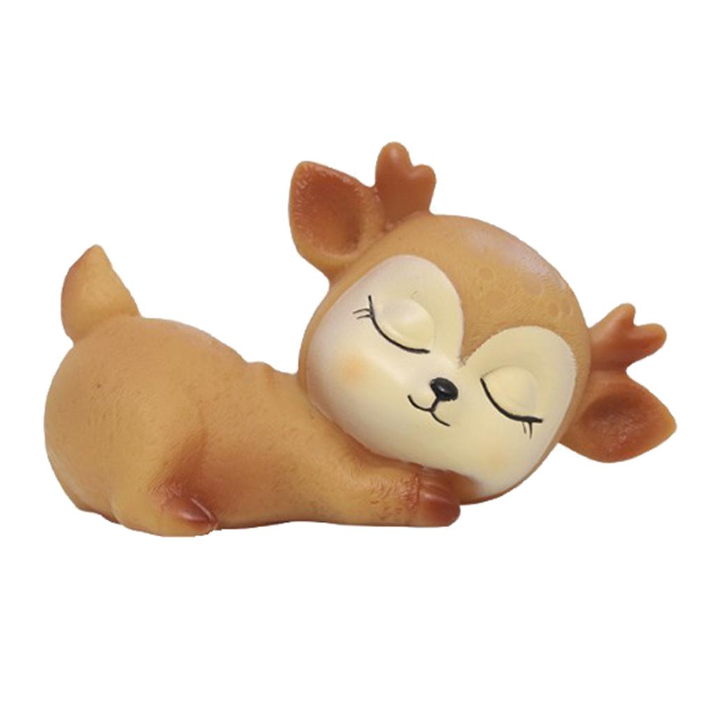 4pcs Deer Figurines Toy Kawaii Sleeping Animal Baby Decor Silicone Ornament