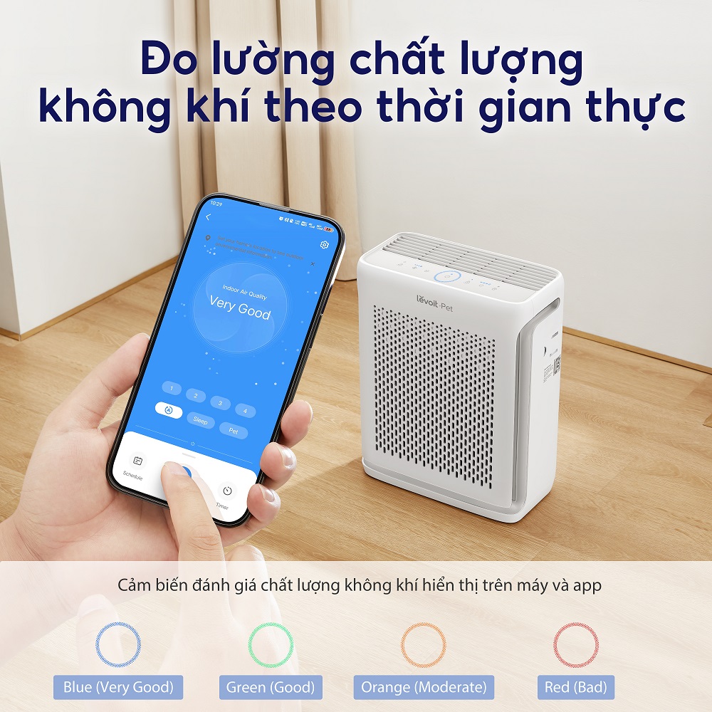 Máy Lọc Không Khí Levoit Vital 100S 52m2 | Khử Mùi Diệt Khuẩn | Hút Lông Thú Cưng Cực Mạnh | Hàng Chính Hãng