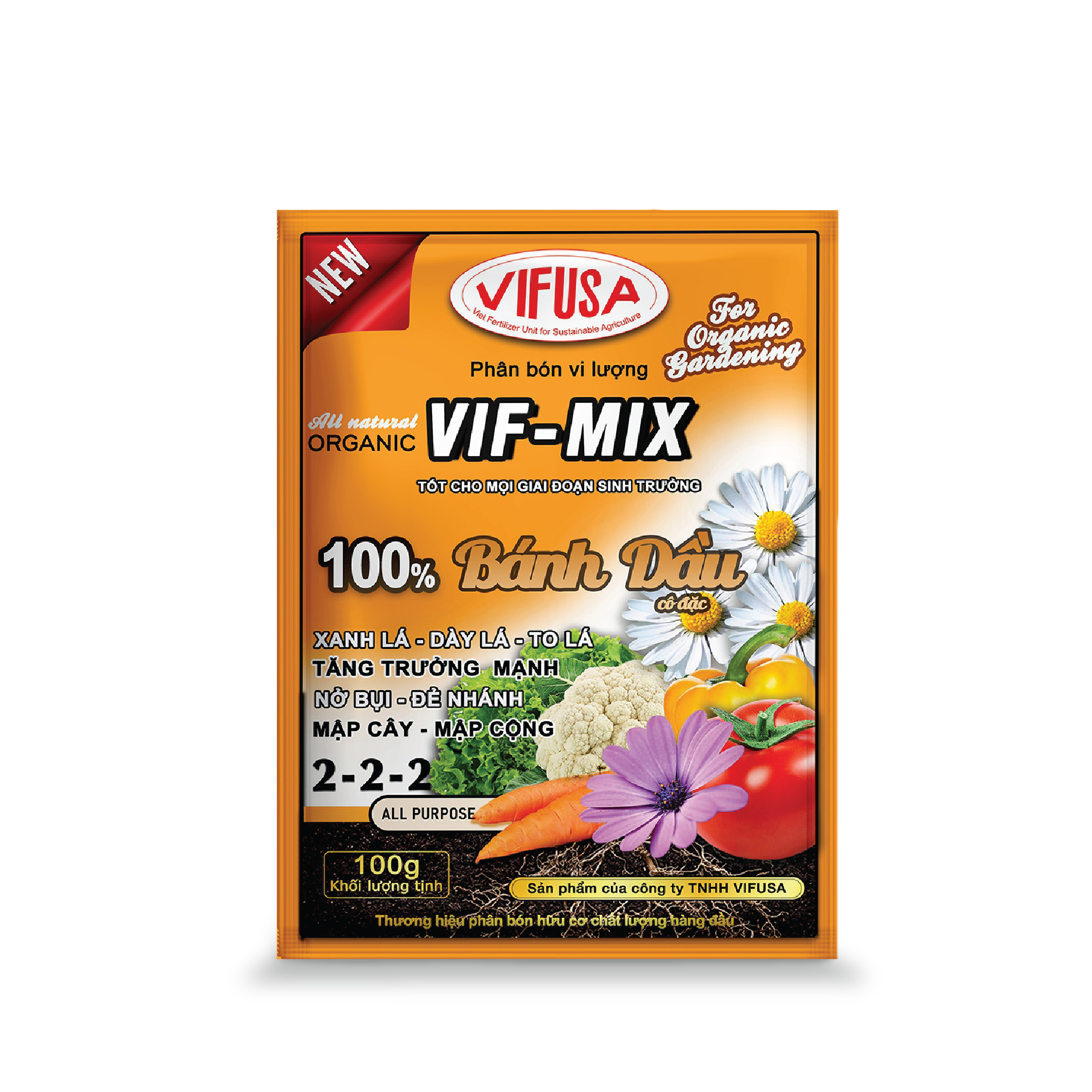 VIF-MIX - Phân bón bánh dầu đậu phộng gói 100g