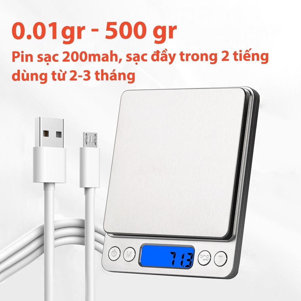 Hình ảnh Cân tiểu ly điện tử nhà bếp mini định lượng 1g - 10kg,0.1g-5kg,Cân tiểu ly làm bánh độ chính xác cao kèm 2 viên pin AAA