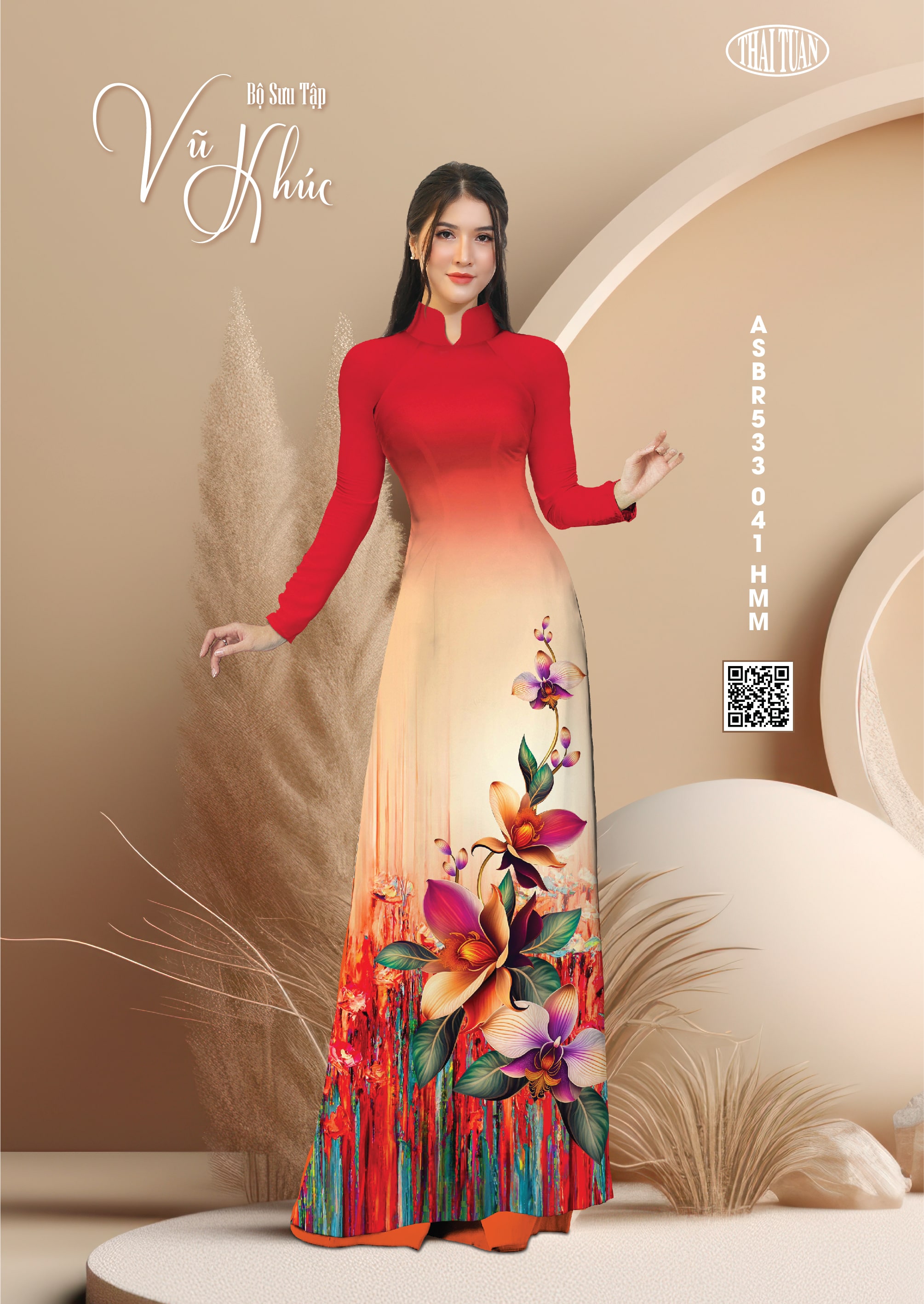 Vải Sắc Phương Nam In Hoa Văn Màu Đỏ (Khổ 1m50, Dài 2m1) | ASBR533-041-HMM