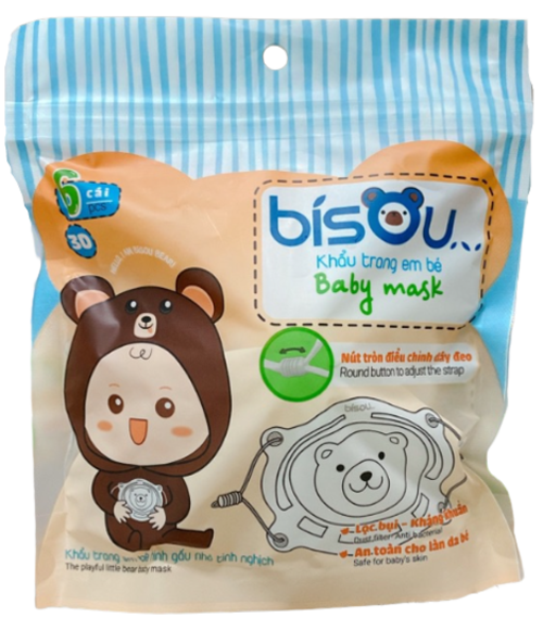 Khẩu Trang Y Tế Trẻ Em Bisou Baby Họa Tiết Gấu Dorico (Gói 6c)