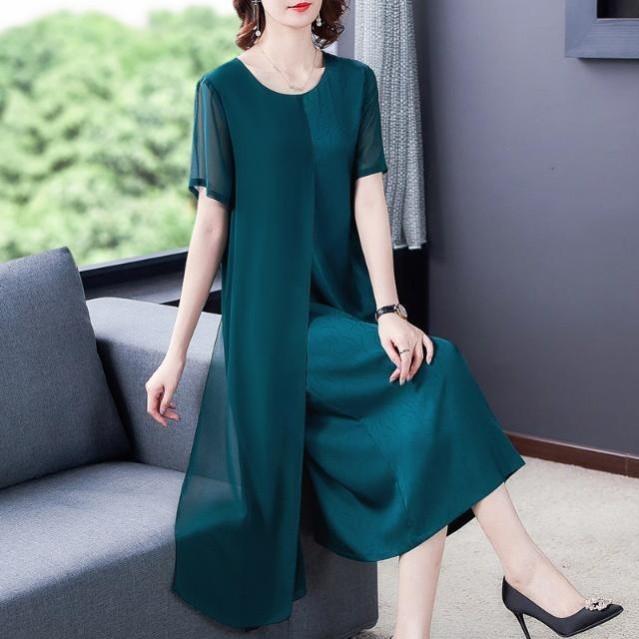 Đầm Lụa Trung Niên Cách Tân Sang Trọng VH53 - Hàng Quảng Châu Cao Cấp