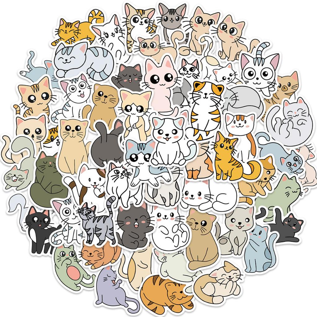Sticker MÈO NGỐ hàn quốc hoạt hình cute trang trí mũ bảo hiểm,guitar,ukulele,điện thoại,sổ tay,laptop