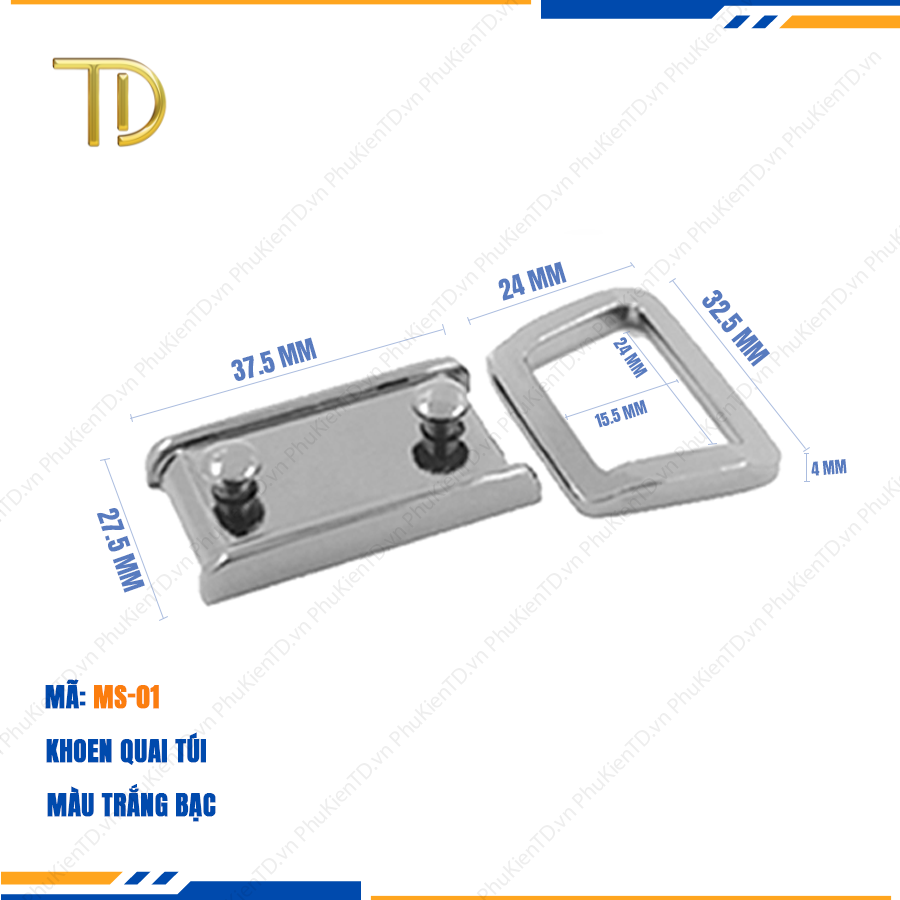 Khoen quai túi xách, Khoen d túi xách cao cấp công nghệ mạ điện độ bền 5-8 năm