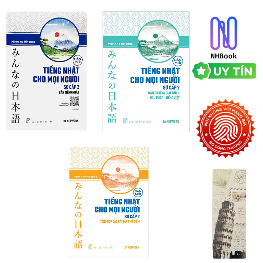 Combo 3 Cuốn Minna no Nihongo Sơ Cấp 2 Tiếng Nhật Cho Mọi Người: Bản Tiếng Nhật + Bản Dịch Và Giải Thích Ngữ Pháp - Tiếng Việt + Tổng Hợp Các Bài Tập Chủ Điểm