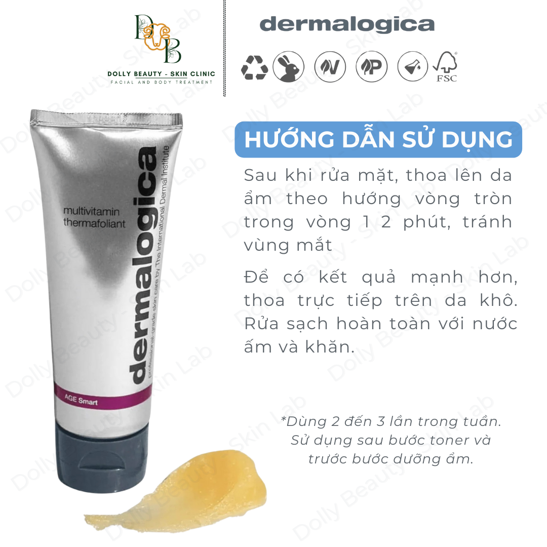 Tẩy da chết nhiệt học chống lão hoá da MULTIVITAMIN THERMAFOLIANT 75ml của Dermalogica - Dolly Beauty