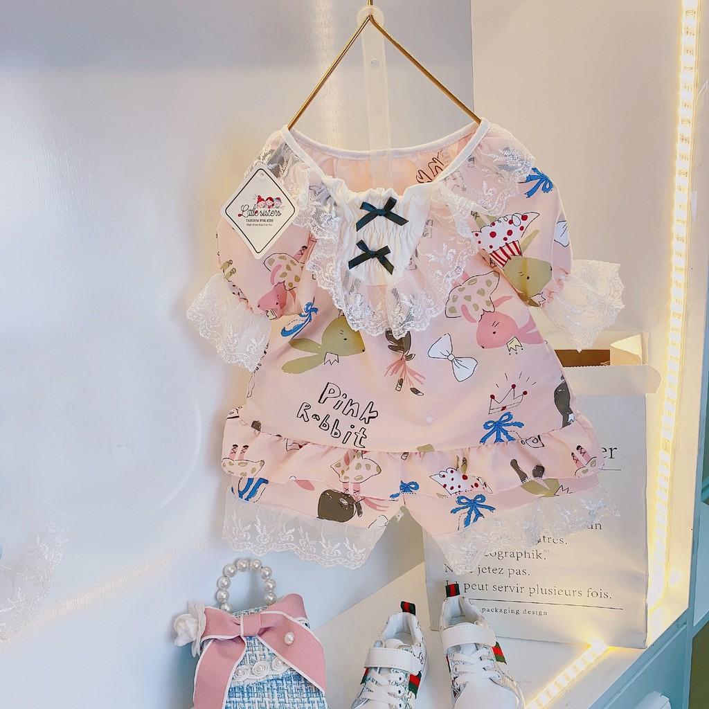 Bộ pijama phối ren hình QATE685 cho bé gái