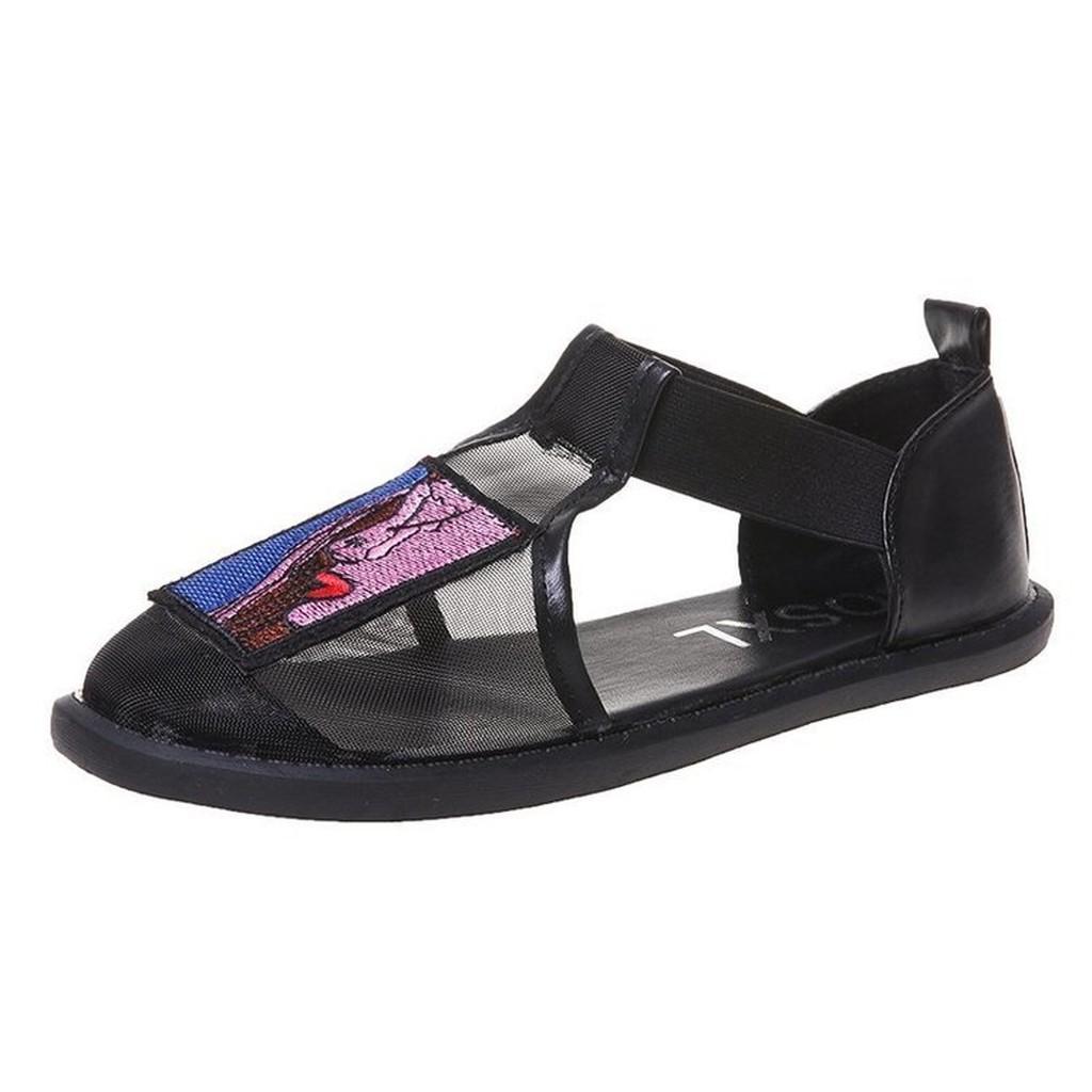 Sandal Nữ Đế Bệt Đẹp Thoáng Mát Đi Cực Êm Chân Với 2 Màu Đen, Trắng Đủ Size 35-40 SHOP HAMI D20